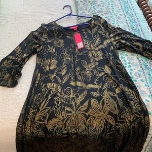 Lilly Pulitzer black and gold Ophelia dress.